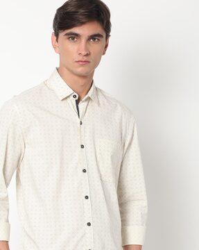 printed extra slim fit shirt with patch pocket