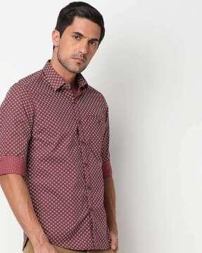 printed extra slim fit shirt with patch pocket