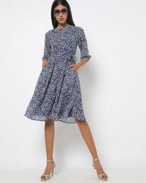 printed fit & flare dress