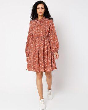 printed fit & flare dress