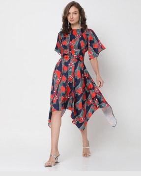 printed fit & flare dress