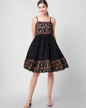 printed fit & flare dress