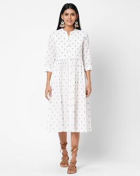 printed fit and flare dress