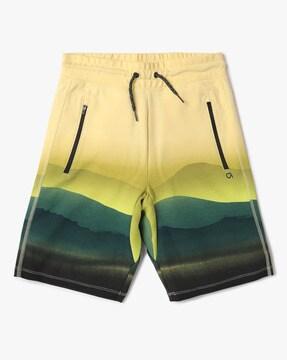 printed fit tech shorts with zip pockets