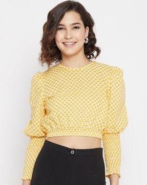 printed fitted crop top