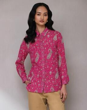 printed fitted shirt with camisole