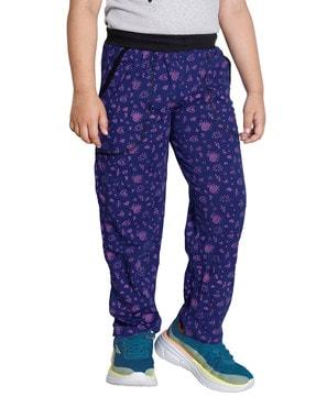 printed fitted track pants with drawstring waist