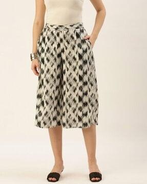 printed flared culottes