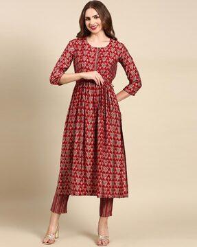 printed flared kurta set