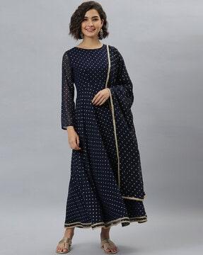 printed flared kurta set