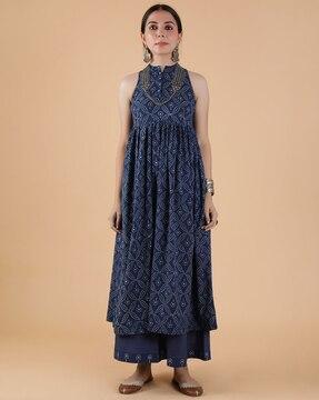 printed flared kurta set