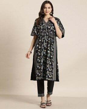 printed flared kurta set