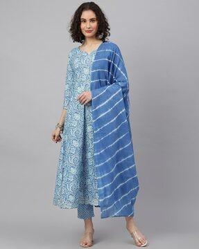 printed flared kurta set