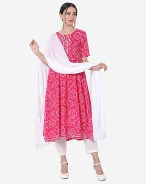 printed flared kurta set