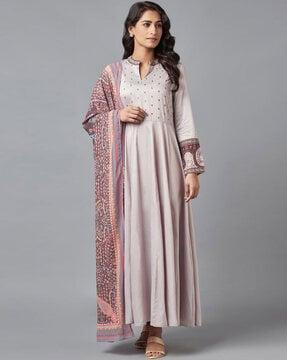 printed flared kurta suit set