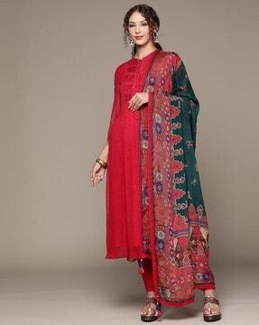 printed flared kurta suit set