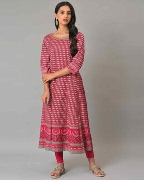 printed flared kurta with leggings