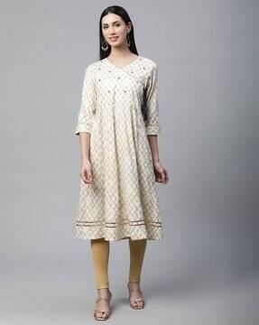 printed flared kurta