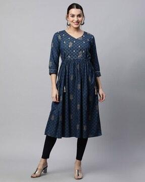 printed flared kurta