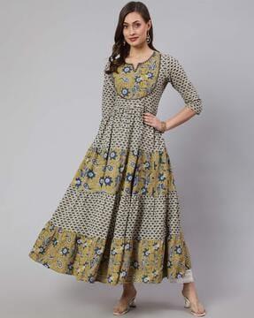 printed flared kurta