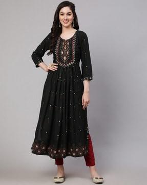 printed flared kurta