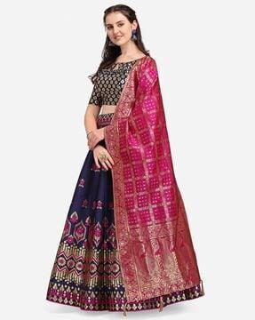 printed flared lehenga choli set & dupatta