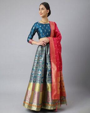 printed flared lehenga choli set with dupatta