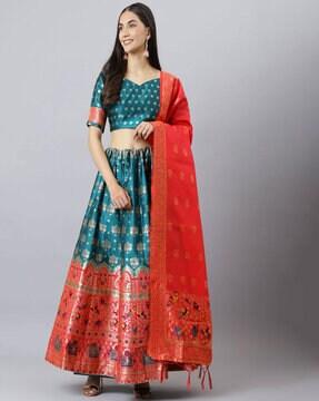 printed flared lehenga choli set with dupatta