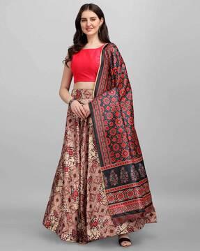 printed flared lehenga choli set with dupatta