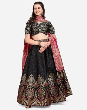 printed flared lehenga choli set with dupatta