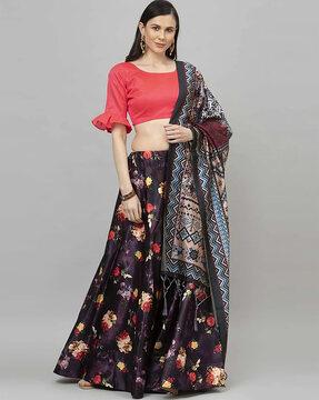 printed flared lehenga choli set with dupatta