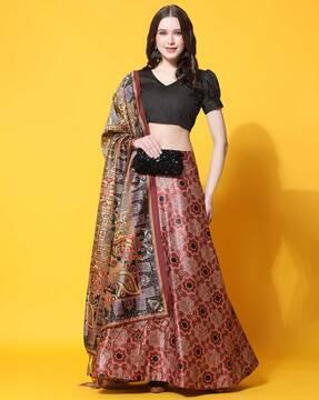 printed flared lehenga choli set