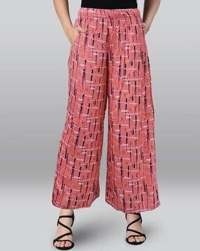 printed flared palazzos with elasticated waistband