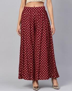 printed flared palazzos with insert pockets