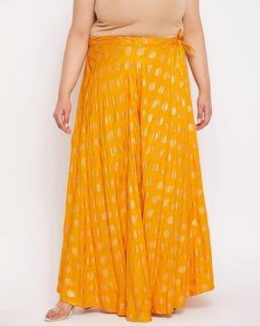 printed flared skirt with drawstring closure