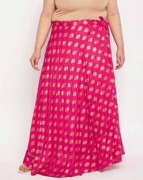 printed flared skirt with drawstring closure