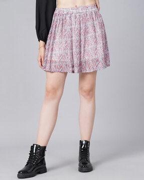 printed flared skirt with elasticated waist