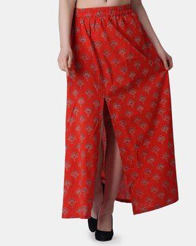 printed flared skirt with elasticated waist