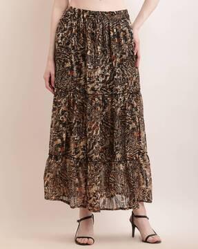 printed flared skirt with elasticated waist