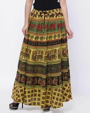 printed flared skirt with tie up