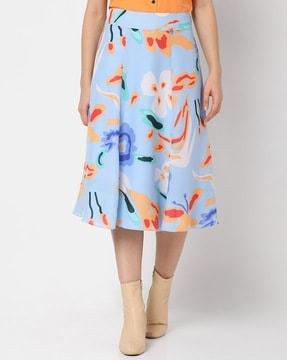 printed flared skirt