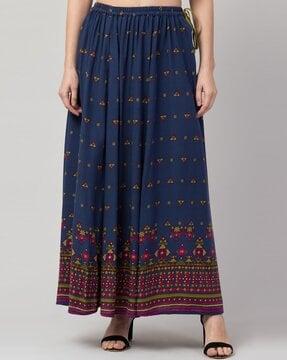 printed flared skirt