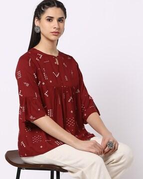 printed flared top