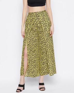 printed flared trousers