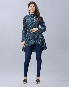 printed flared tunic