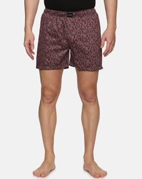 printed flat-front bermudas with elasticated waistband