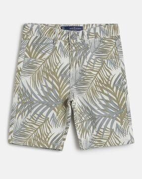 printed flat-front bermudas with insert pockets
