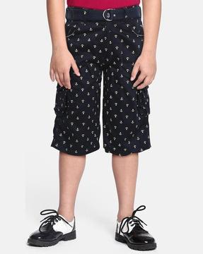 printed flat-front cargo shorts