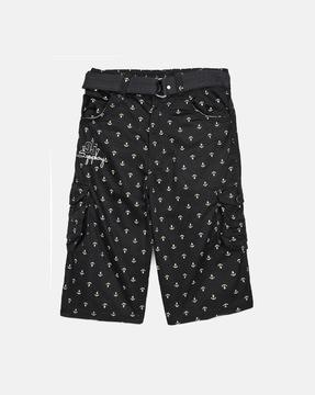 printed flat-front cargo shorts