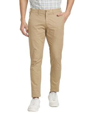 printed flat-front chinos